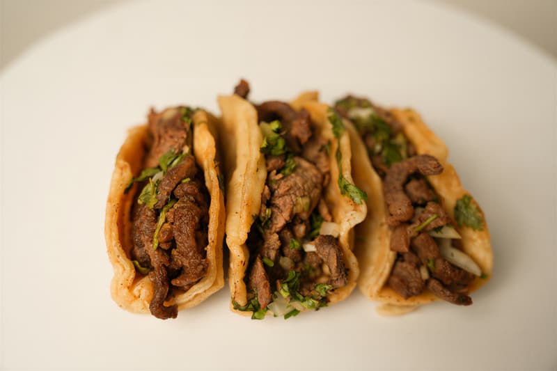 Three carne asada street tacos